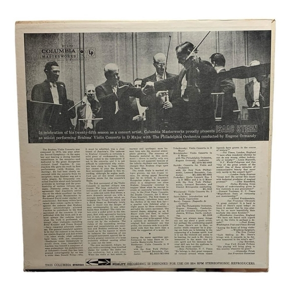 LP Johannes Brahms, Isaac Stern - Violin Concerto In D Major Vinyl Record - Picture 2 of 2